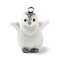 Flocky Resin Pendants, Penguin, with Platinum Iron Loop, White, 27x23x16mm, Hole: 2mm