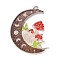 Translucent Resin Pendants, Mushroom Moon Charms with Glitter Powder, Coconut Brown, 42x35x2.3mm, Hole: 1.6mm