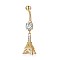 Piercing Jewelry, Brass Cubic Zirciona Navel Ring, Belly Rings, with 304 Stainless Steel Bar, Lead Free & Cadmium Free, Eiffel Tower, Clear, 44mm, Pendant: 22x10mm, Bar: 14 Gauge(1.6mm), Bar Length: 3/8