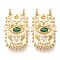 Brass Micro Pave Cubic Zirconia Pendants, Long-Lasting Plated, Oval with Eye, Clear, Golden, 27.5x16x3.5mm, Hole: 2.5x1.8mm