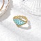 Glass Finger Rings, Rhombus, Blue, 17~18mm, Inner Diameter: 20~20.5mm