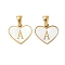 304 Stainless Steel Pave Natural White Shell Heart with Initial Slice Pendants, Ion Plating(IP), Golden, Letter A, 14x16x2mm, Hole: 4.5x3mm