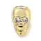 Brass Micro Pave Clear Cubic Zirconia Beads, Cadmium Free & Nickel Free & Lead Free, Skull, Real 18K Gold Plated, 8.5x8.5x9mm, Hole: 2mm
