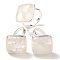 Natural Quartz Crystal Adjustable Rings, with Brass Base Findings, Lead Free & Cadmium Free, Rhombus, Rhombus: 24x25mm, US Size 9 3/4(19.5mm)