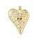 Brass Micro Pave Cubic Zirconia Pendants, Heart Charms, Lead Free & Cadmium Free, Long-Lasting Plated, Real 18K Gold Plated, Rack Plating, Clear, 35x27x4.5mm, Hole: 4.5x4mm