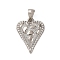 Brass Micro Pave Cubic Zirconia Pendants, Heart, Long-Lasting Plated, Cadmium Free & Lead Free, Rack Plating, Platinum, 20x15x5mm, Hole: 3x5.5mm