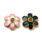 Alloy Enamel Bead Caps, Cadmium Free & Lead Free, Golden, 6-Petal Flower, Mixed Color, 8x7.5x2mm, Hole: 1.4mm