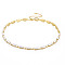 Brass Micro Pave Cubic Zirconia Link Tennis Necklaces for Women, with Enamel, Nickel Free, Real 18K Gold Plated, Oval, White, 34x0.7cm