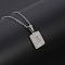 Rectangle Stainless Steel Pave Natural White Shell Pendant Necklaces, Stainless Steel Color, Letter E, 17.72 inch(45cm)