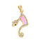 Brass Micro Pave Cubic Zirconia Enamel Pendants, Snake, Real 18K Gold Plated, Pearl Pink, 23.5x13x4.5mm, Hole: 2.5x4mm