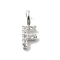 925 Sterling Silver with Cubic Zirconia Charms, Letter, Letter F, 10x4x1.5mm, Hole: 2.5x1.5mm