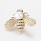 Brass Micro Pave Cubic Zirconia Brooches, with Glass Pearl, Bees, Nickel Free & Lead Free & Cadmium Free, Golden, Colorful, 29x43mm