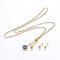 304 Stainless Steel Jewelry Sets, Pendant Necklaces and Stud Earrings, with Enamel and Rhinestone, Flat Round, Golden, Necklace: 29.9 inch(76cm), Earrings: 20x8mm, Pin: 0.8mm
