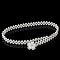 Alloy & Acrylic Imitation Pearl Beaded Elastic Chain Belts, White, Silver Color Plated, Flower, 600~800mm
