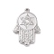 Non-Tarnish 304 Stainless Steel Pendants, Hamsa Hand with Star of David Pattern Charms, Stainless Steel Color, 22x15x2mm, Hole: 1.4mm