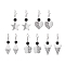 304 Stainless Steel Geometry Dangle Earrings with Natural Lava Rock Round Beaded, Mixed Shapes, 49~61x18~26mm