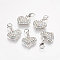 Alloy Rhinestone Pendants, Cadmium Free & Lead Free, Grade A, with Lobster Clasp, Heart, Heart, Platinum Metal Color, Crystal AB, 30x18x4mm