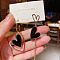 Alloy Enamel Dangle Stud Earrings, Tassel with Heart, Left and Right, Golden, Black, 80x17mm