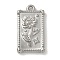 Anti-Tarnish 304 Stainless Steel Pendants, Rectangle with Flower Charm, Stainless Steel Color, 25.5x14.5x3mm, Hole: 1.6mm