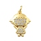 Brass Micro Pave Cubic Zirconia Pendants, Cadmium Free & Nickel Free & Lead Free, Girl Charms, Real 18K Gold Plated, with Jump Ring, Clear, 17.5x14x2.5mm, Hole: 3mm