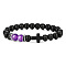 Bohemian Tiger Eye Stone Bracelet Cross Natural Stone Beads Vintage Matte Bead Bracelet