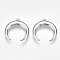 Brass Pendants, Double Horn/Crescent Moon, Nickel Free, Real Platinum Plated, 16x15x1.5mm, Hole: 0.5mm