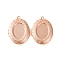 Rack Plating Brass Locket Pendants, Cabochon Settings, Long-Lasting Plated, Lead Free & Cadmium Free, Long-Lasting Plated, Oval, Rose Gold, 33.5x23.5x5mm, Hole: 1.6mm, Inner Diameter: 23x16mm