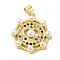 Brass Micro Pave Cubic Zirconia Pendants, Cadmium Free & Nickel Free & Lead Free, with ABS Beads, Real 18K Gold Plated, Sun, 22x20x5mm, Hole: 5x3.5mm