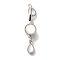 Brass Shell Fold Over Clasps, Cadmium Free & Nickel Free & Lead Free, Teardrop, Platinum, 42.5mm, clasp: 35.5x7x8mm, teardrop: 10x6x1mm, hole: 1.2mm