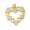 Rack Plating Brass & Clear Cubic Zirconia Pendants, Cadmium Free & Lead Free, Long-Lasting Plated, Heart with Hollow Heart, Real 18K Gold Plated, 25x25.5x2mm, Hole: 4.5x3.5mm
