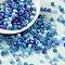Opaque Colours Luster & Silver Lined & Transparent & Frosted Colours Glass Seed Beads, Round Hole, Round, Blue, 3.5~4x2.5~4mm, Hole: 1.2mm, about 4615Pcs/pound