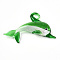 Handmade Lampwork Big Pendants, Dolphin Charms, Green, 45~47x64~67x9~10mm, Hole: 6~7x5~6mm