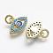 Brass Micro Pave Cubic Zirconia Charms, Evil Eyes, Golden, 10x14.5x3mm, Hole: 2.8mm