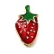 Brass Enamel Slide Charms, Real 18K Gold Plated, Strawberry, 22.5x13.5x6.5mm, Hole: 3.5x2.5mm