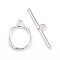 Eco-friendly Brass Toggle Clasps, Cadmium Free & Lead Free, Long-Lasting Plated, Oval, 925 Sterling Silver Plated, Oval: 14x10x1mm, Bar: 4x21x2mm, Hole: 1.2mm