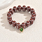 Punk Stainless Steel Charm Bracelets, Acrylic Rugby Beaded Stretch Bracelets for Women, Heart, Inner Diameter: 2 inch(5cm)~2-3/4 inch(7cm)
