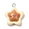 Opaque Resin Pendants, with Platinum Plated Iron Loops, Star, 25x21x8mm, Hole: 2.5mm