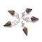 Natural Tiger Eye Pendants, with Platinum Brass Snap on Bails, Votex/Om Symbol/Tree of Life/Flower of Life/Star of David, Cone Pendulum, 48mm, Hole: 8mm