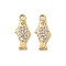 304 Stainless Steel with Crystal Rhinestone Charms, Ion Plating(IP), Golden, Fish, 14.5x6x3mm, Hole: 1.4mm