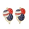 Independence Day Alloy Enamel Pendants, with Crystal Rhinestone, Golden, United States Flag Pattern, Balloon, 36x22x2.5mm, Hole: 2mm