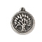 304 Stainless Steel Tibetan Style Pendants, Flat Round with Tree, Antique Silver, 18.5x16x2mm, Hole: 1.2mm