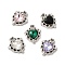 Alloy Pendant, with Glass, Platinum, Lead Free & Cadmium Free, Heart Charm, Mixed Color, 17x15x5mm, Hole: 1.5x2mm