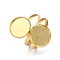304 Stainless Steel Pad Ring Settings, Flat Round, Real 18K Gold Plated, Tray: 12mm, Inner Diameter: 18~20mm