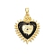 Brass Micro Pave Cubic Zirconia Pendants, Cadmium Free & Nickel Free & Lead Free, Heart with Evil Eye, with Enamel, Real 18K Gold Plated, Black, 25.5x20.5x4mm, Hole: 5x3mm