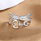Adjustable Brass Micro Pave Cubic Zirconia Cuff Rings, Geometric Figure, Silver, Inner Diameter: 18mm