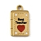 Teachers' Day 304 Stainless Steel Enamel Charms, Ion Plating(IP), Rectangle with Word Best Teacher & Heart, Real 18K Gold Plated, 12x7x1mm, Hole: 1.5mm