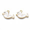 Alloy Enamel Pendants, Cadmium Free & Nickel Free & Lead Free, Light Gold, Fur Seal, White, 13.5x20x1.5mm, Hole: 1.6mm