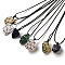 Irregular Nuggets Natural Mixed Gemstone Pendant Necklace, Wax Rope Macrame Pouch Adjustable Necklace for Women, 32.28 inch(82cm)