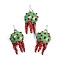 Handmade Lampwork Pendants, with Enamel Charms, Colorful, 35~37x16~18x9~10mm, Hole: 4~4.5mm
