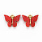 Rack Plating Alloy Pendants, with Acrylic, Cadmium Free & Lead Free, Light Gold, Butterfly, FireBrick, 18.5x22.5x3mm, Hole: 2mm
